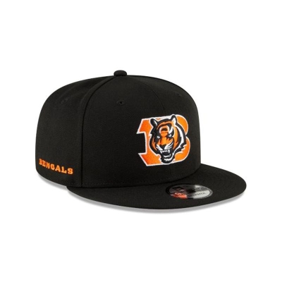 Black Cincinnati Bengals Hat - New Era NFL Logo Mix 9FIFTY Snapback Caps USA9601854